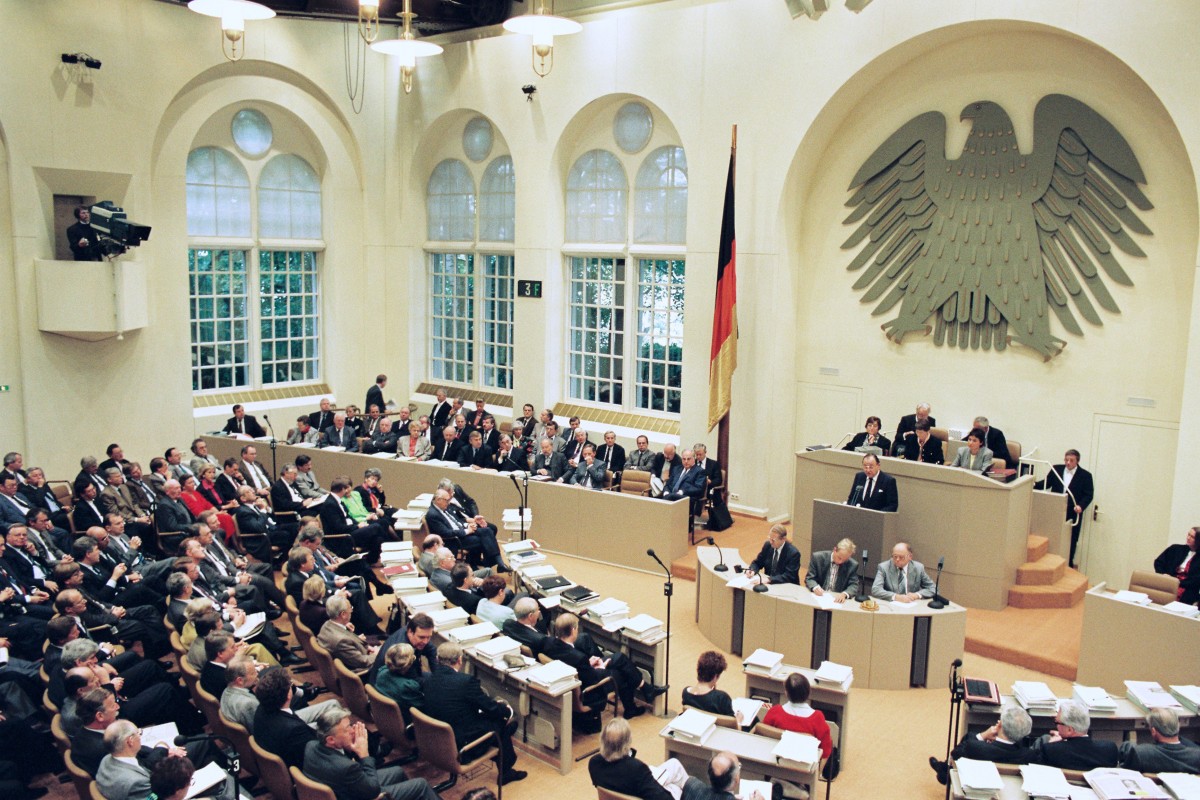 Bundestagssitzung 1990 / Einigungsvertrag. Quelle: Bundesregierung / Lemmerz