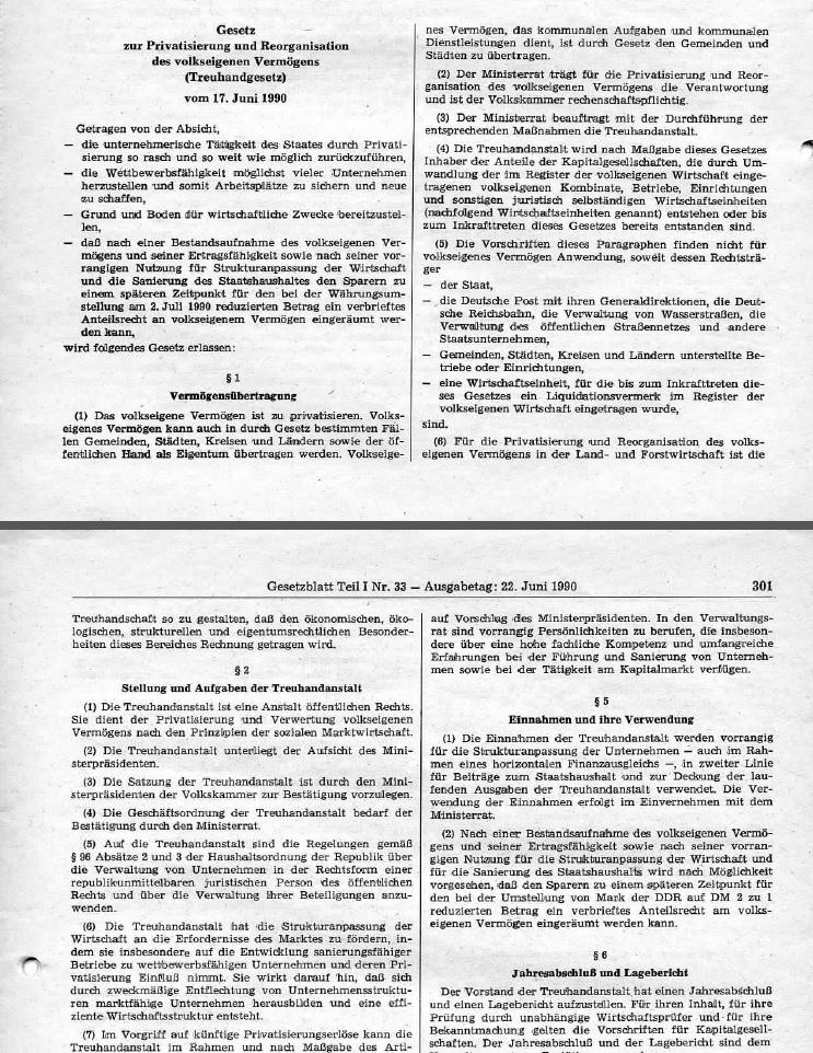 Vorschaubild Gesetzblatt_1990_I_33_02_Treuhandgesetz. Quelle: GBl. I 1990, Nr. 33, S. 301-303.