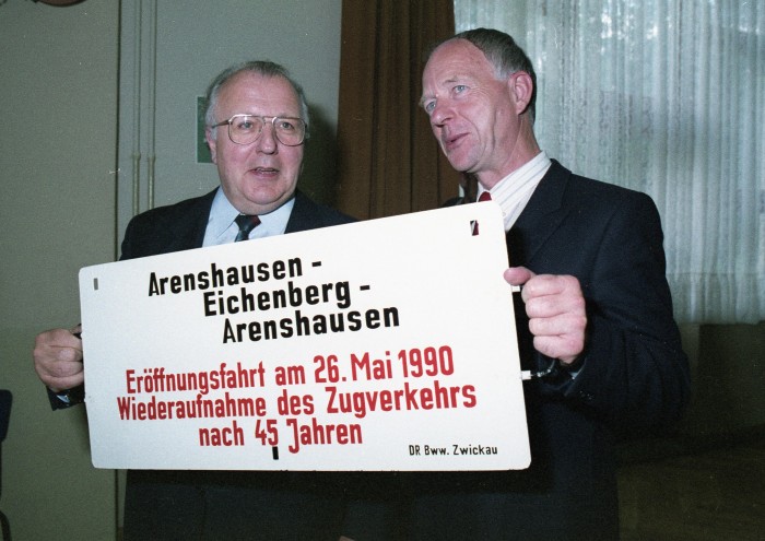 Wiedereröffnung des Zugverkehrs nach 45 Jahren zwischen Arenshausen und Eichenberg.
