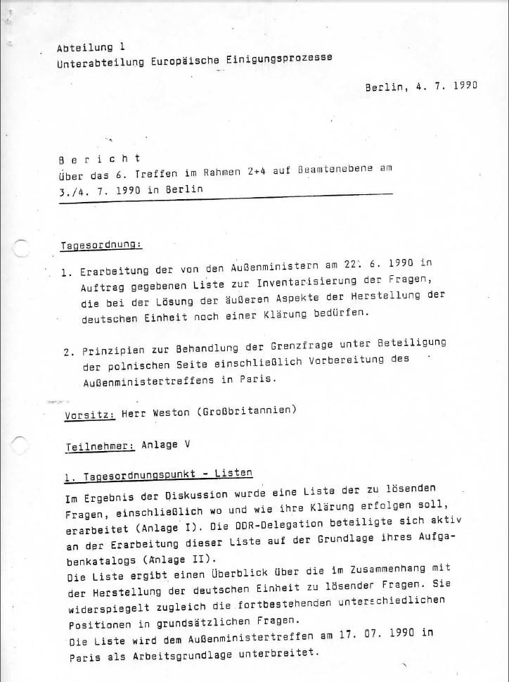 Zwei Plus Vier Vertrag Deutsche Einheit 1990